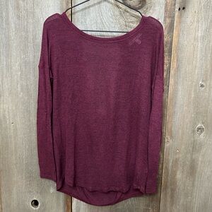 Express One Eleven Open Cowl Back Top in Burgundy Wine Size Small Women’s